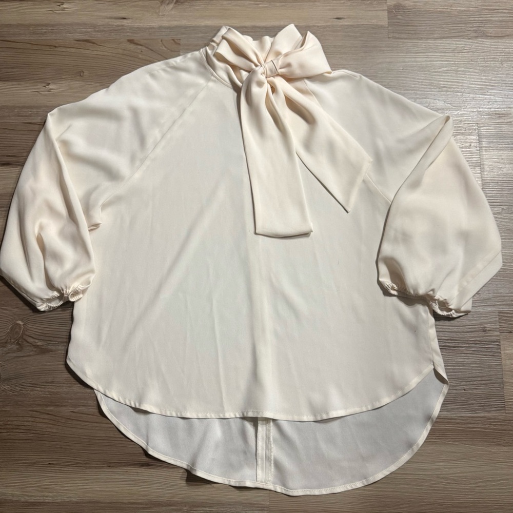 Leith Pale Pink Bow Tie Blouse
